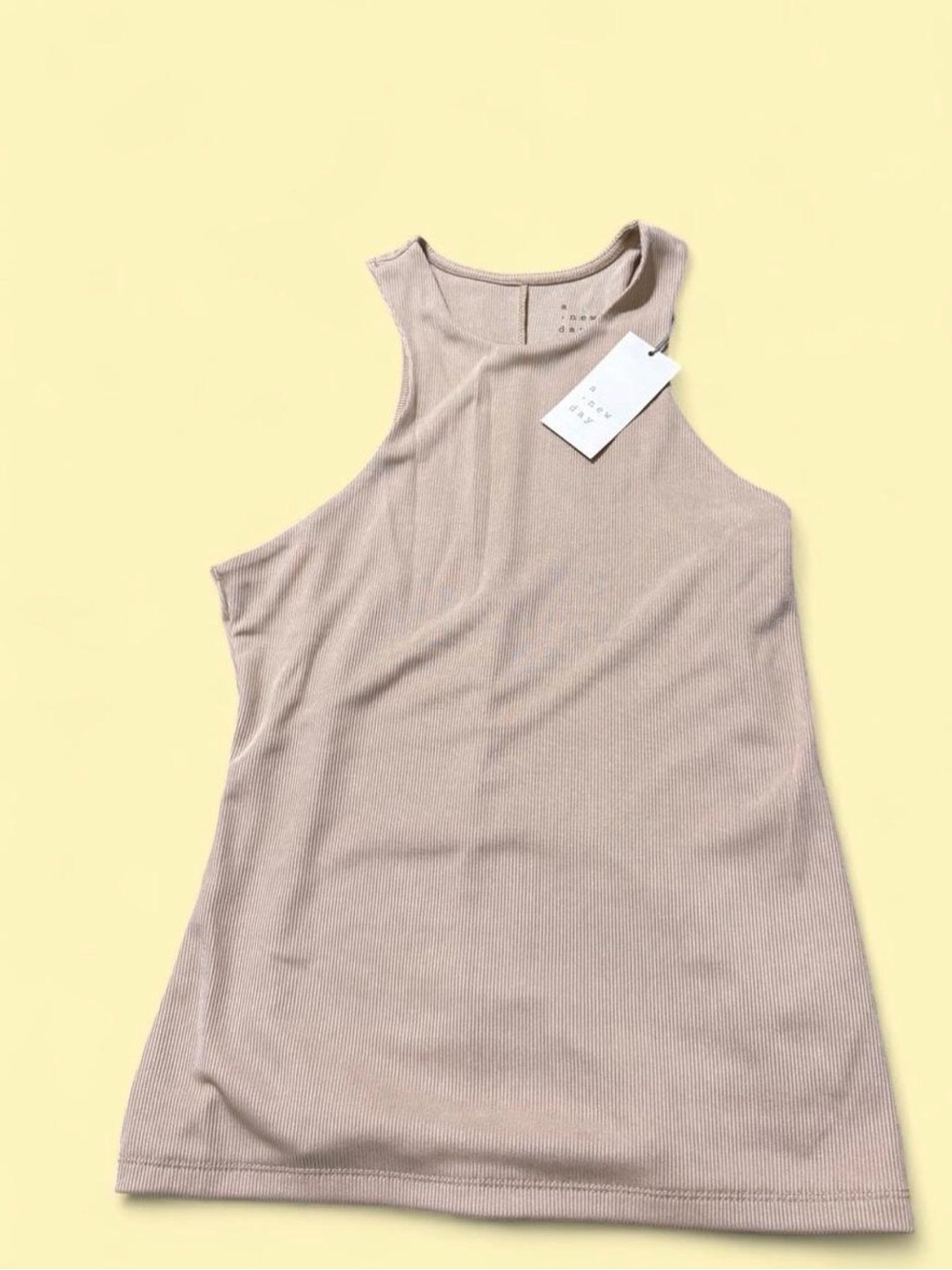 a new day Neutral Beige High-Neck Ribbed Tank Top